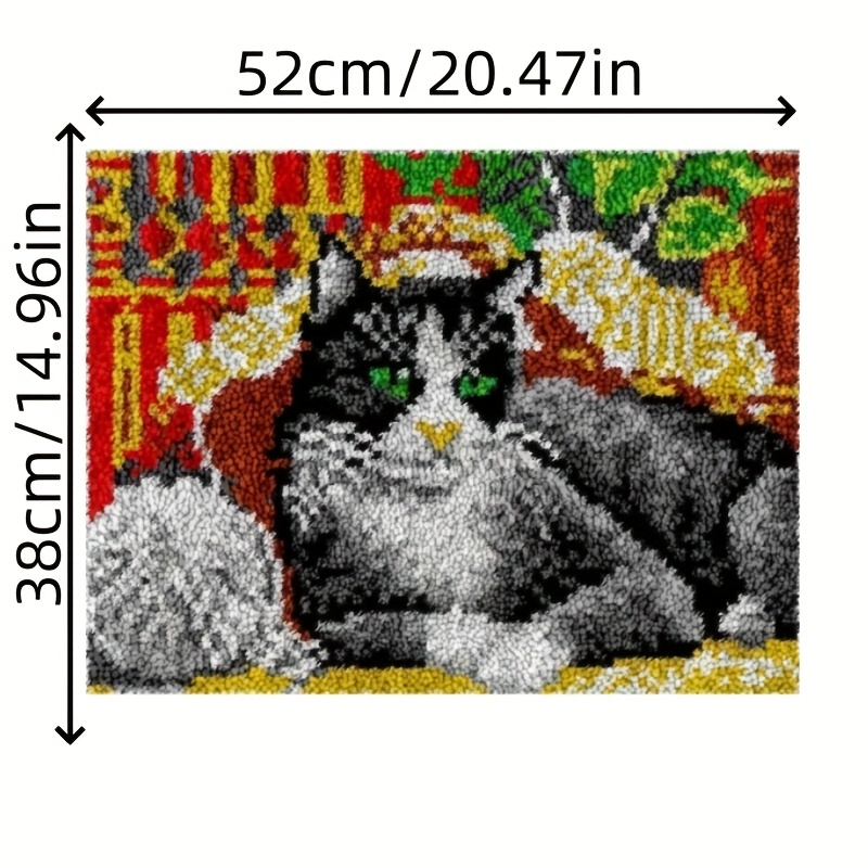 Latch Hook Rug & Cushion Making Kit with Cat Design