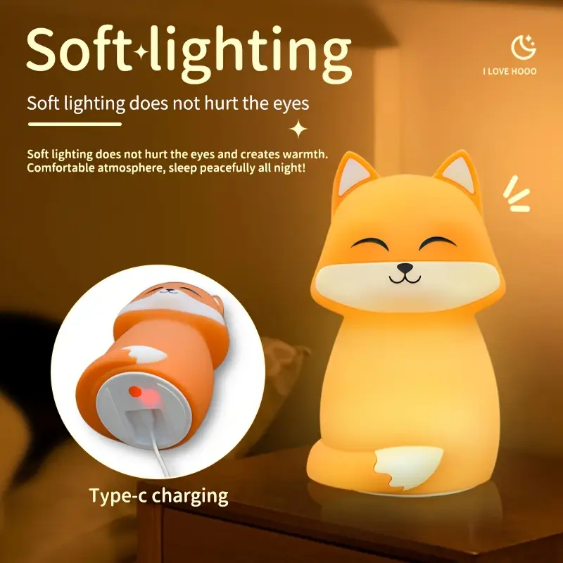 night light with color and a timer function this rechargeable fox night light is bedrooms and living rooms making it a decoration suitable for new year parties and valentines day gifts Product details 4