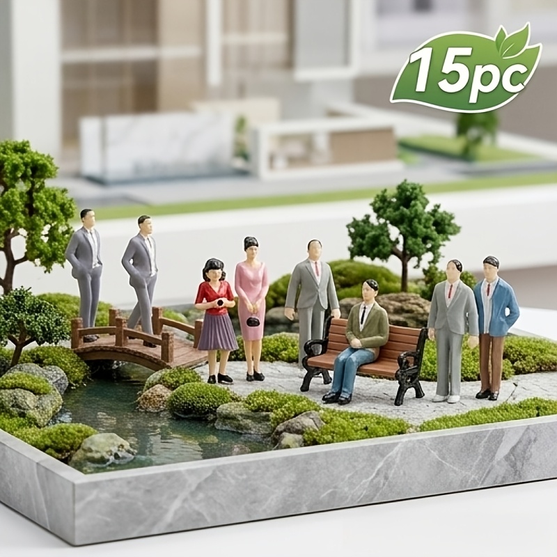 TEMU 15 Random Colored Miniature Figures, 1:50 Scale, Painted, Long-lasting Miniature Scene Sand Table Display Pieces