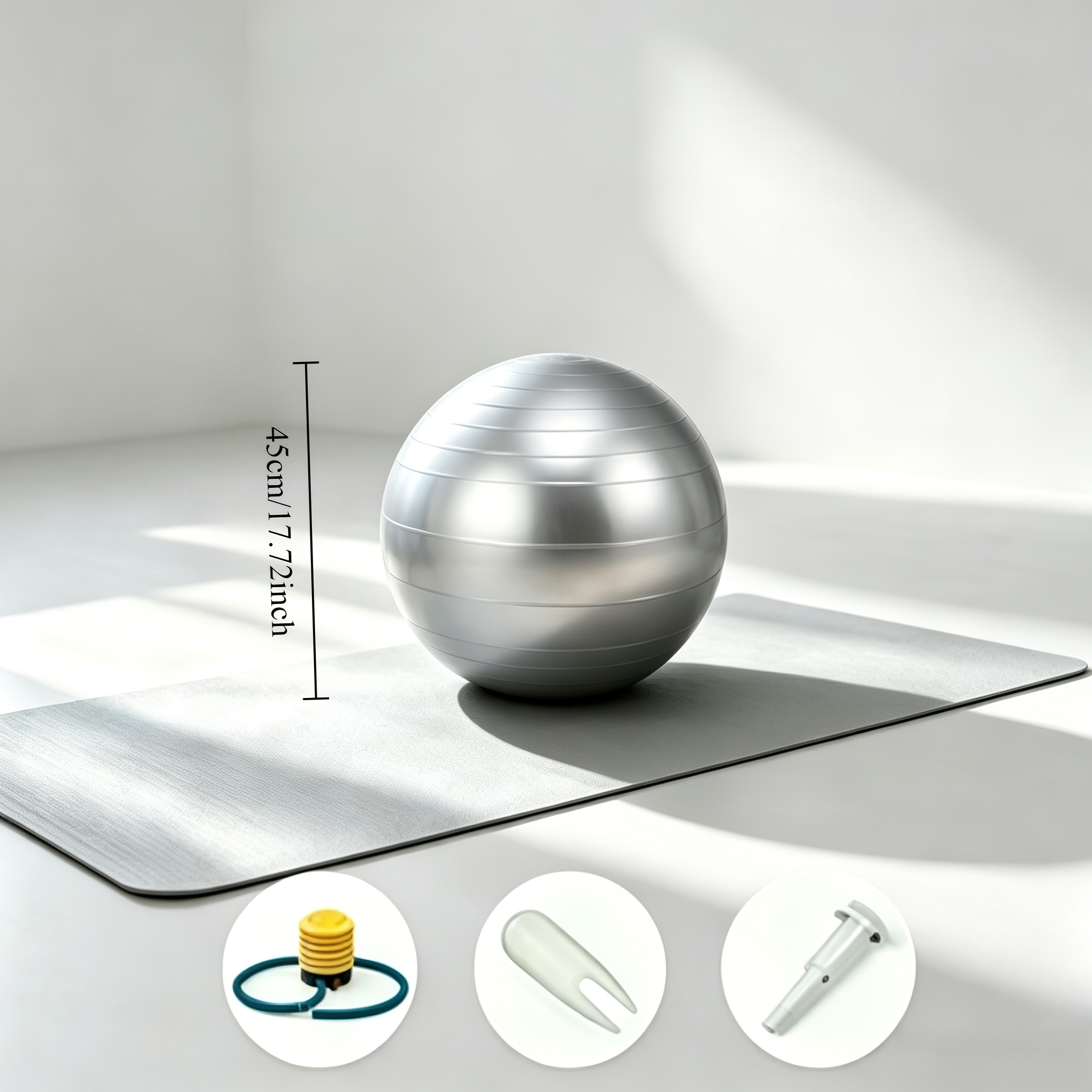 TEMU Ensemble polyvalent de fitness 3 pièces : Ballon de fitness épaissi de /17,72 pouces, pompe à air manuelle et bouchon de décompression d'air.