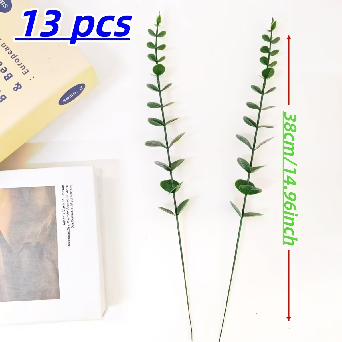 TEMU Confezione da 13 rami di eucalipto verde artificiale, adatti per composizioni in vaso per matrimoni, decorazioni per la casa, cucina, camera da