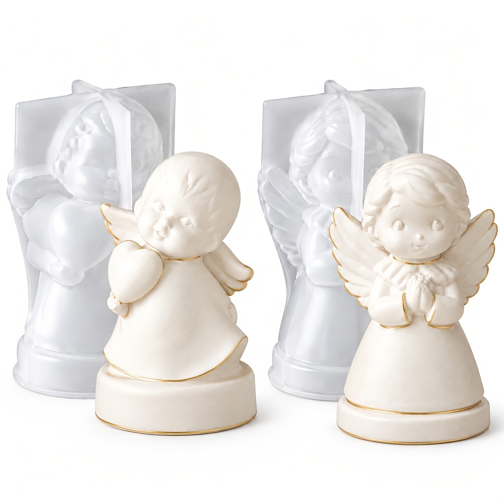 Image of Figurine Molds For Candle Making, 2pcs Silicone Molds For Plaster, Resin, And Wax Crafts, Casting Molds For Home Decor Projects