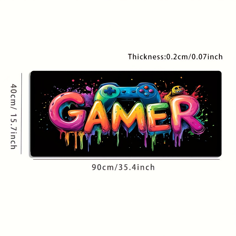 E-shop Großes -Gaming-Mauspad mit einem schillernden Game-Controller-Kunstmuster, mit rutschfester, waschbarer Gummiunterseite. Diese übergroße