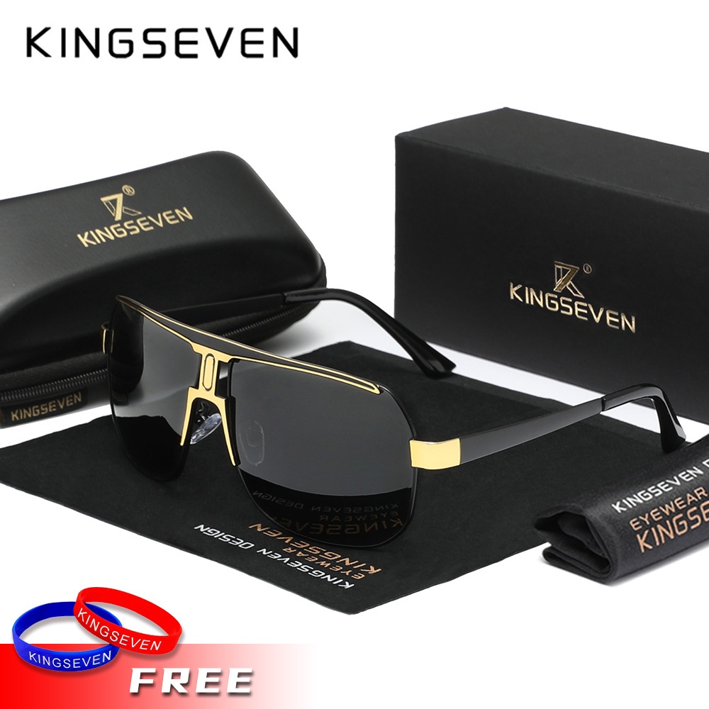 Image of Kingseven Classic -one Stylish Polarized Glasses - Black Frame, With Stainless And Tac Lenses, Are For Men And Women As Holiday Gift, Including Giveaways