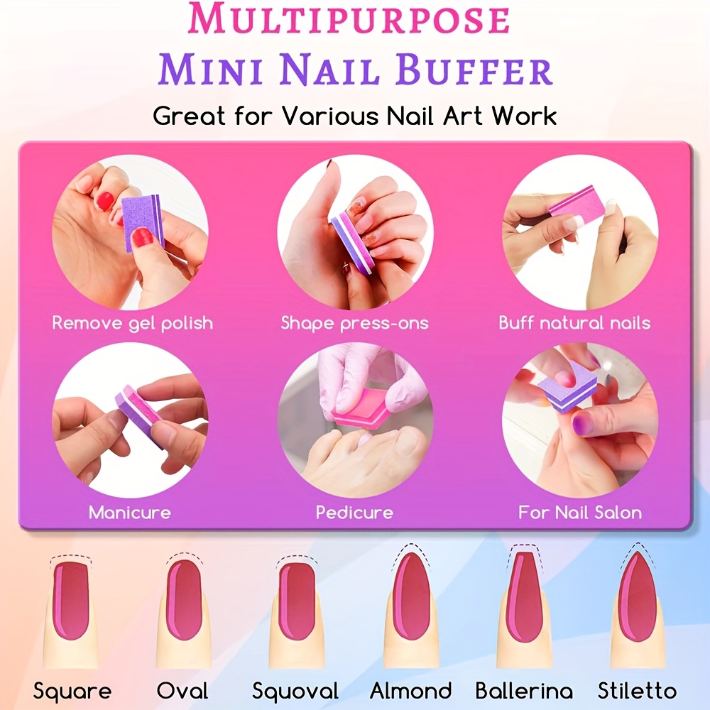20pcs Double-Sided Nail Buffers, Mini Nail Files for Home & Salon Use