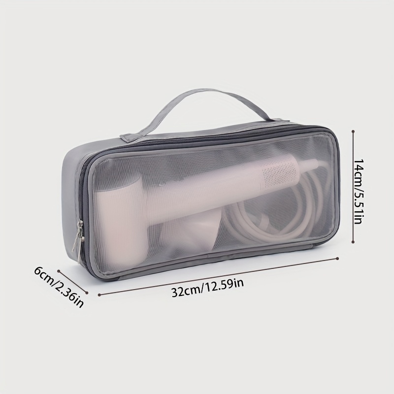E-shop Föhn Aufbewahrungstasche, Wandmontage, Stanzfrei, Tragbare Transparente Reise-Aufbewahrungsmesh-Tasche, Kosmetik Lockenstab Aufbewahrung,