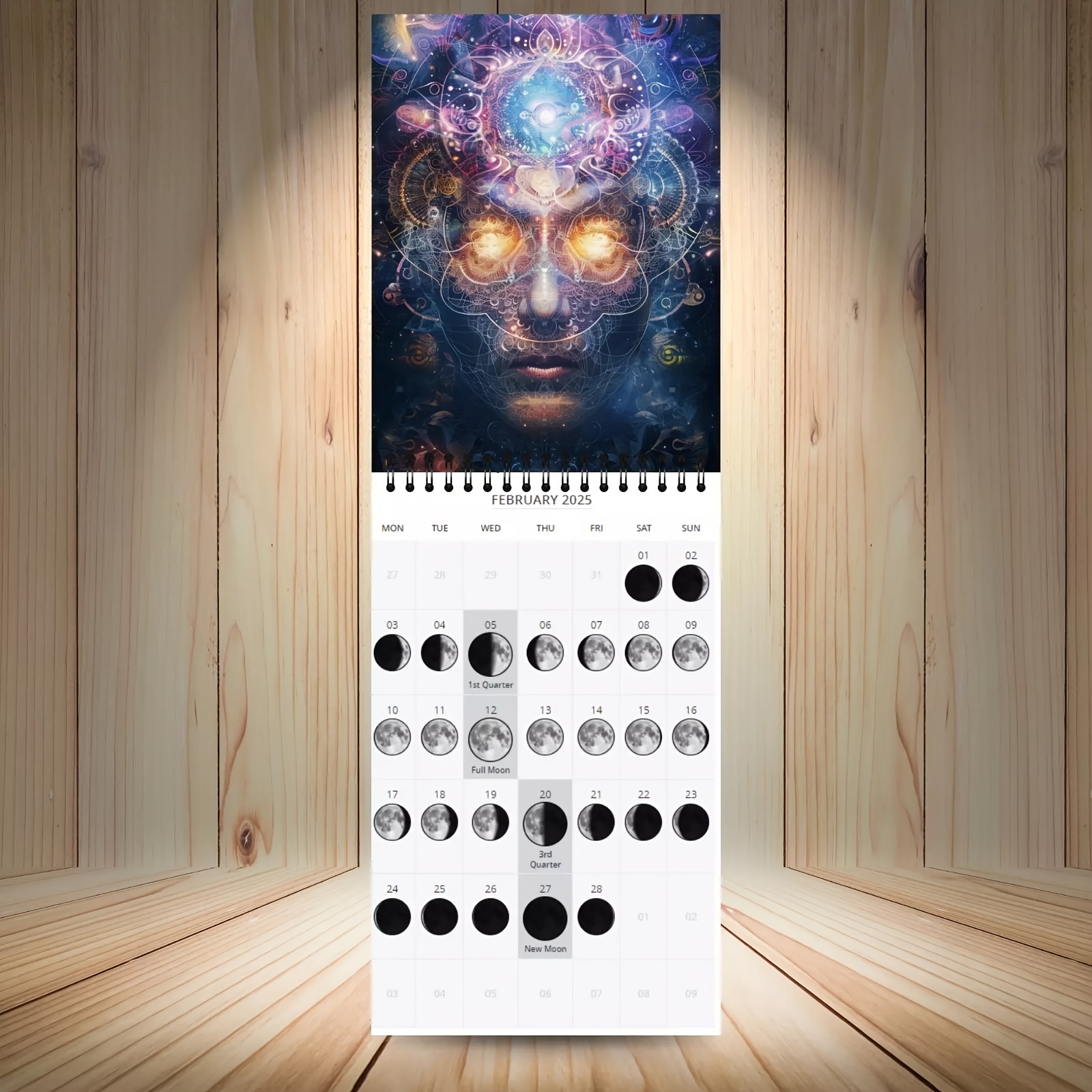 2025 2026 Spiral Calendar Moon Phases 12 month Wall Calendar Temu