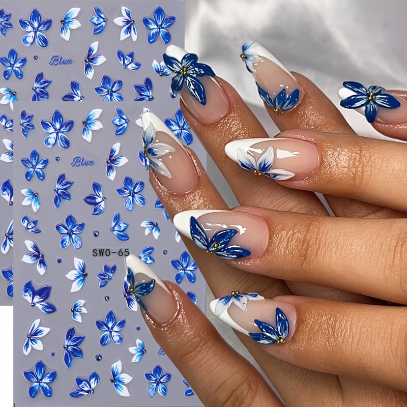 

Spring & Lily Flower Nail Art Stickers - Self-adhesive Embossed Floral Decals For Diy Manicure, & Remove, Shimmer , Women And Girls