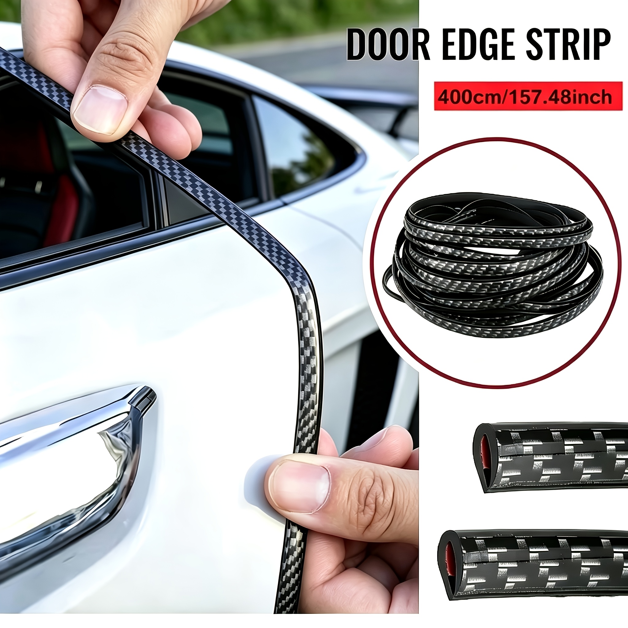 400cm/157.48inch Car Door Anti-collision Buffer Strip, Rubber Trim With Sealing & Decorative Functions For Vehicle Safety