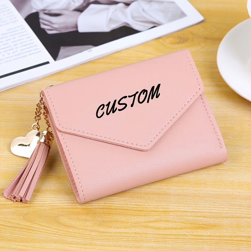 TEMU Portefeuille Femme Personnalisé avec Lettres, Multi-fentes pour Cartes et Pendentif Décoratif, Porte-cartes Personnalisé, Idéal pour Cadeaux de