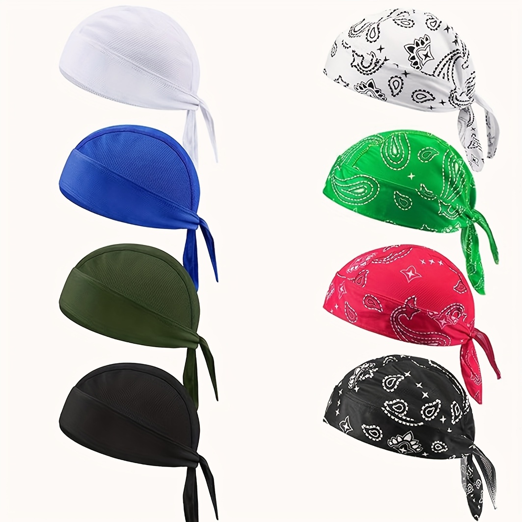 TEMU 8 Pack Quick-dry Do-rag Skull Caps For Men, Sweat Wicking Doo Rags Cooling Liner Cycling Bandana Headscarves, Ideal For Running, Biker, Outdoor