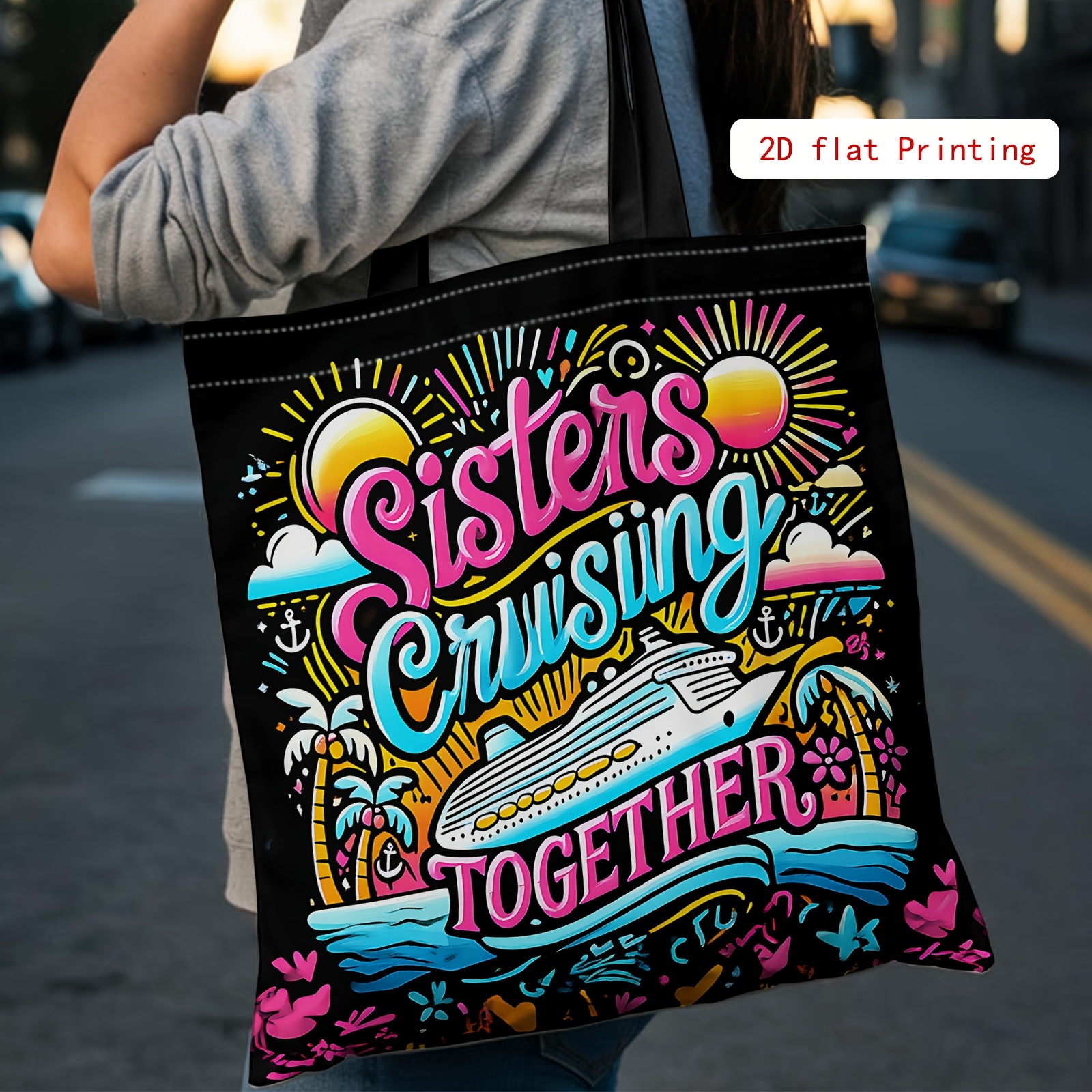 item picture mothers day 2d printed shoulder bag cruise themed fun reusable shopping bag womens handbag and tote bag suitable for daily  