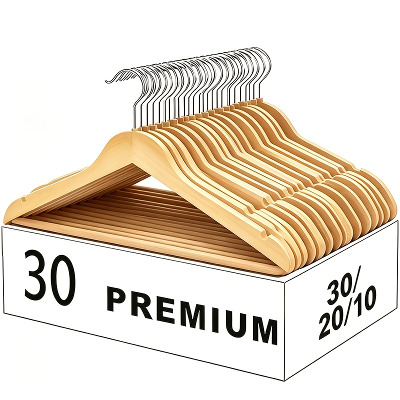 TEMU 10/ Pack Solid Wood Hangers, Sturdy, Slim And Non-slip. Use Of Closet Space And Are Suitable For Tops, Coats, Dresses And More. Ideal For Homes,