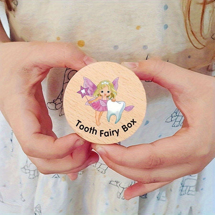 Tooth Fairy Box, Colored Tooth Box For Girls Cute Wooden Tooth Fairy Keepsake Box Teeth Box For Lost Teeth For Girls Toddlers Birthday Baby Shower