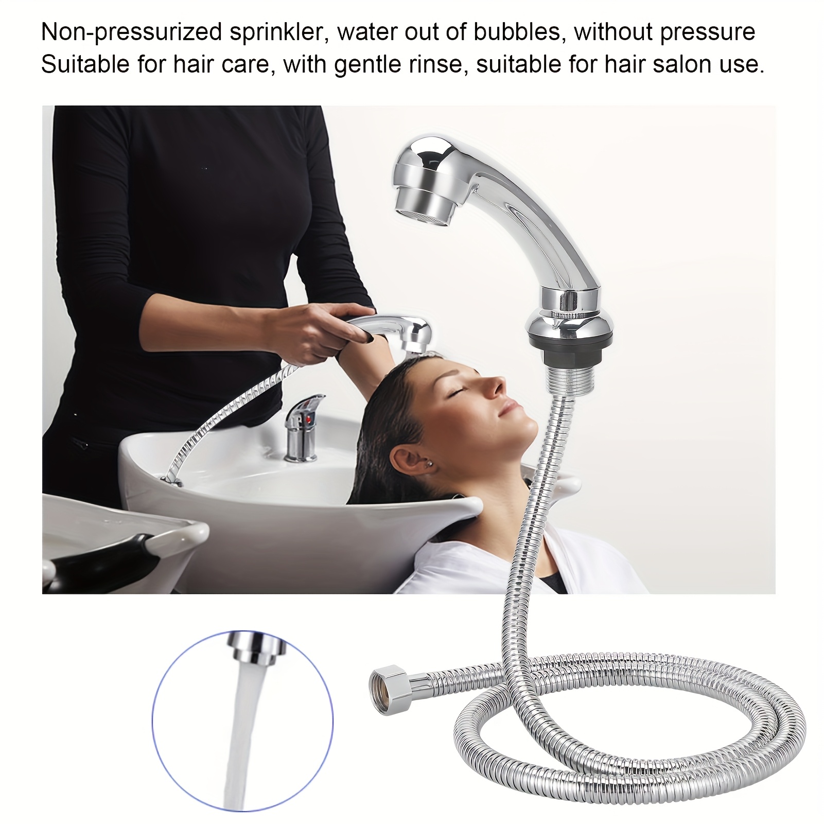 shampoo basin shower kit handheld bedside shower head professional hair salon sink shampoo hose shampoo bowl shower base suitable for salons bathrooms hotels black and silvery Product details 0