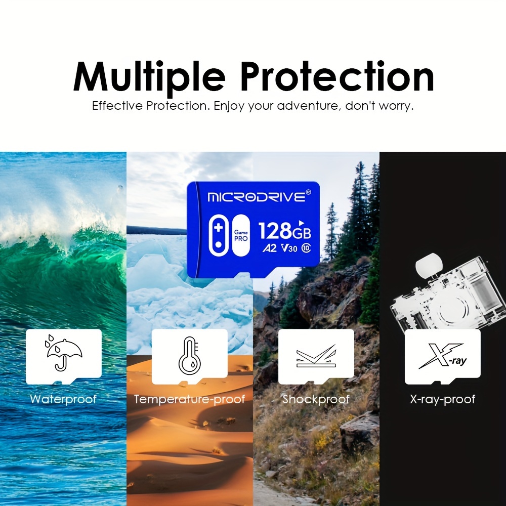 High-speed gaming U3TF card, Class 10 memory card for smoother gaming, UHS-I/UHS-II SD card 256G, 128G, 64G, 32G. It is applicable to tablet computers, cameras, mobile phones, laptops and car audio systems