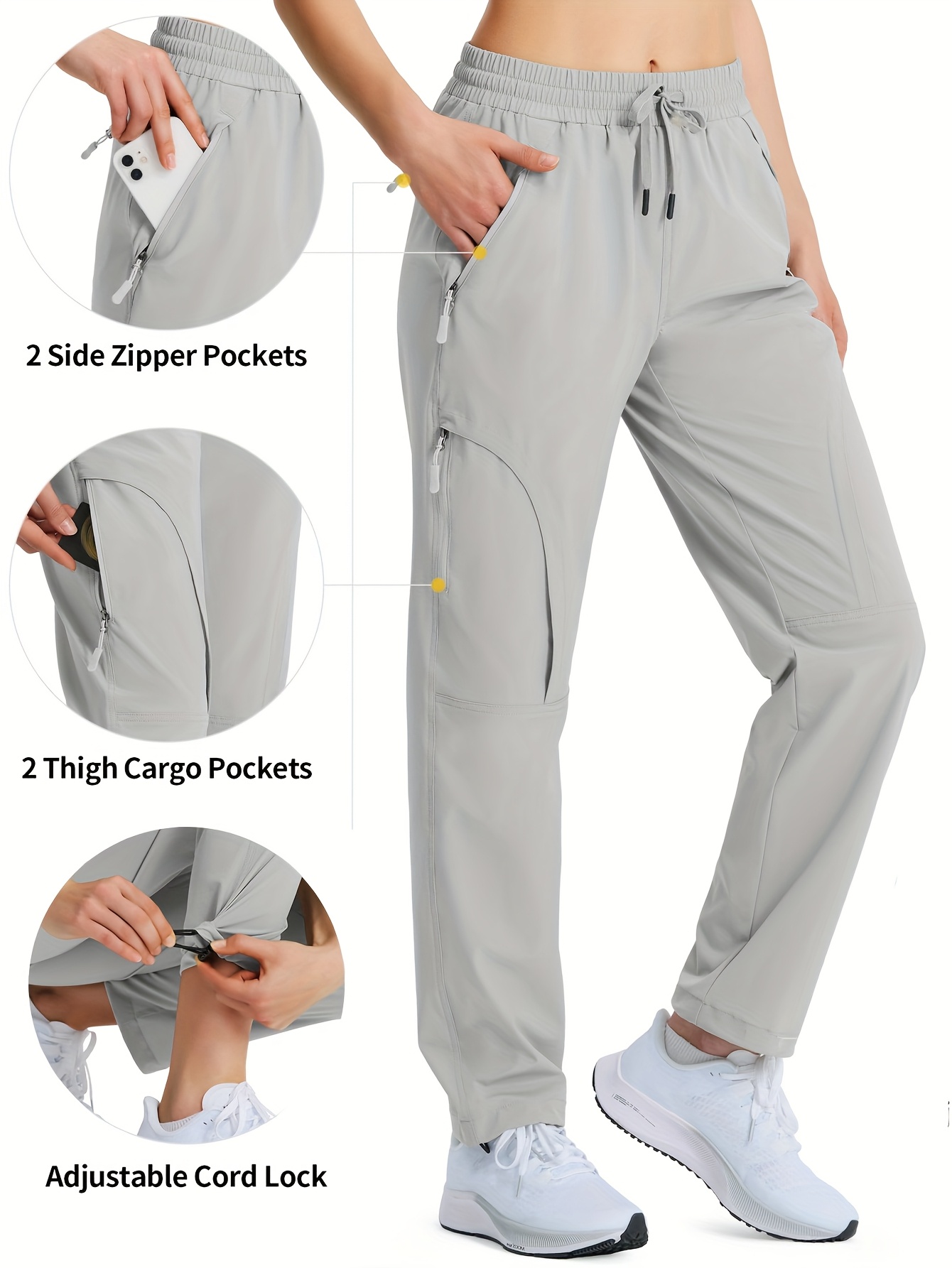 1pc womens outdoor hiking long pants multi   lightweight travel jogging trousers quick dry outdoor fishing travel hiking running sports pants zipper pockets