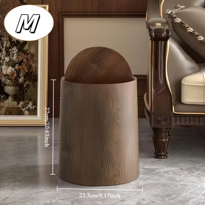 Stylish Cylindrical Trash Bin Made of Wood with a Rotating Lid - Designed to * Odors, Ideal for Use in Homes And Offices, Suitable for Bathrooms, Living Rooms, Kitchens, And Small Bathrooms.