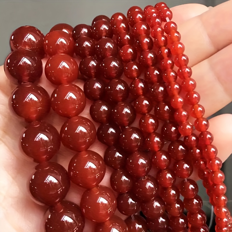 

Vibrant Red Carnelian Beads - Natural Stone Round Loose Beads For , Bracelets & Necklaces - 15'' Strand In 4/6/8/10mm Sizes, Bracelet Beads