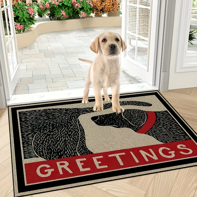 

Dog & Red Doormat - , Rug For / Use, For Entryway, Bedroom, And Decor - , 15x23/19x31/23x35/31x47