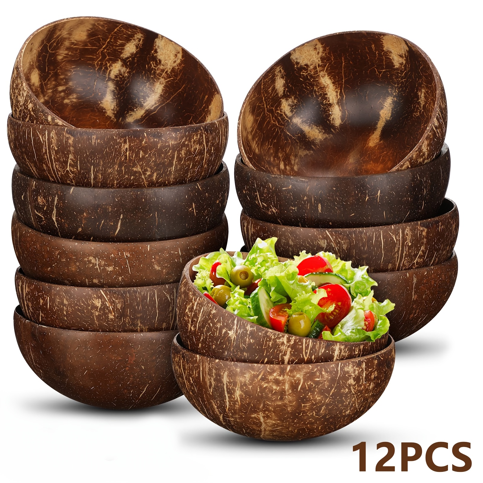Temu – TEMU And Wooden Spoon Setcoconut Shell Bowls Polished Bowls Salad Bowls For Smoothie, , Fruit, Salad & Yogurt – And Serving Bowls, Kitchen Decorcc,