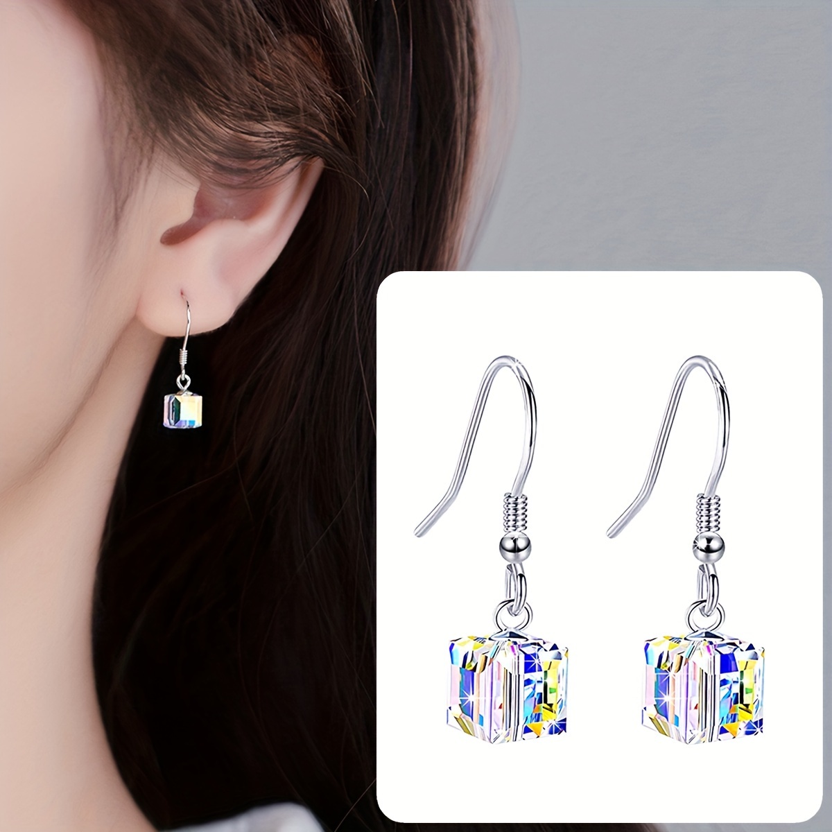 

1 Pair Of Drop Earrings Sparkling Pick A Daily Outfits Party Accessories Casual Dating Decor, Allergy-proof, Stainless Steel