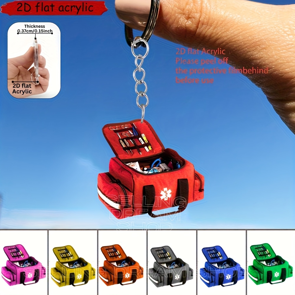 TEMU 2d Flat, 7pcs Emergency Medical Tool Keychain - With Chain, Compact Kit, Suitable For Backpacks, Car Keys, Gifts - Ideal For Medical