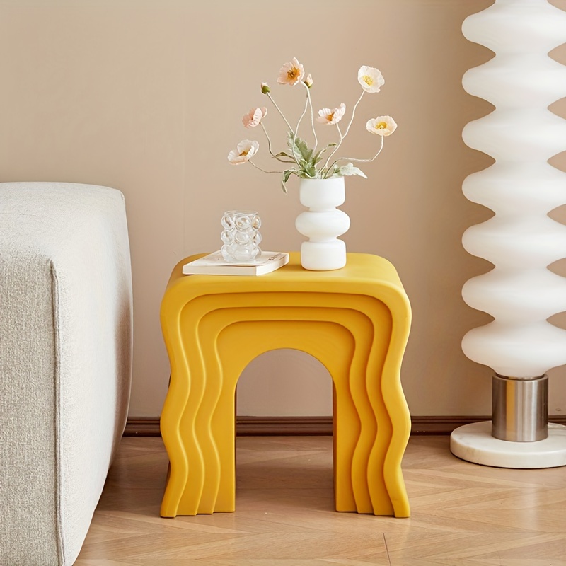 Cream-style Creative Sofa Side Table, Home Living Room Shoe Bench, Minimalist Modern Wavy Coffee Table, Bedside Table