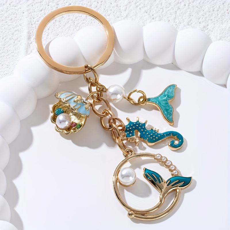 Cute Shell Starfish Summer Ocean Keychain