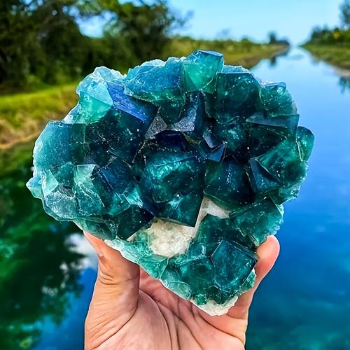 1pc stunning rare green large fluorite cubes cluster fluorite crystal fluorite gemstone fluorite mineral loose gemstones creative gifts and specialty jewelry additions collection art decoration unique holiday gift