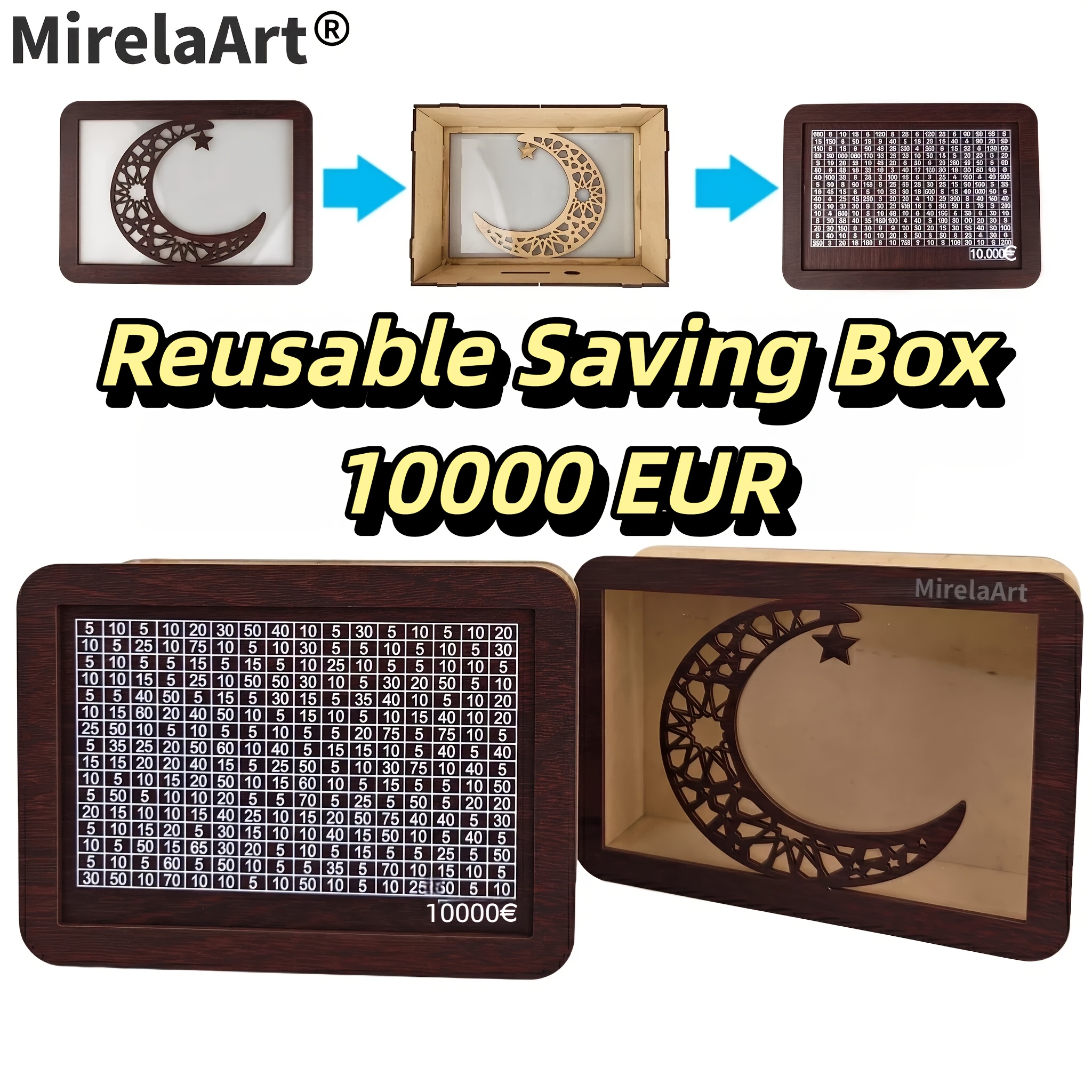 Wooden With Money And Numbers, Piggy Bank For Adults, Box Piggy Bank, Adults Halloween Christmas Gift