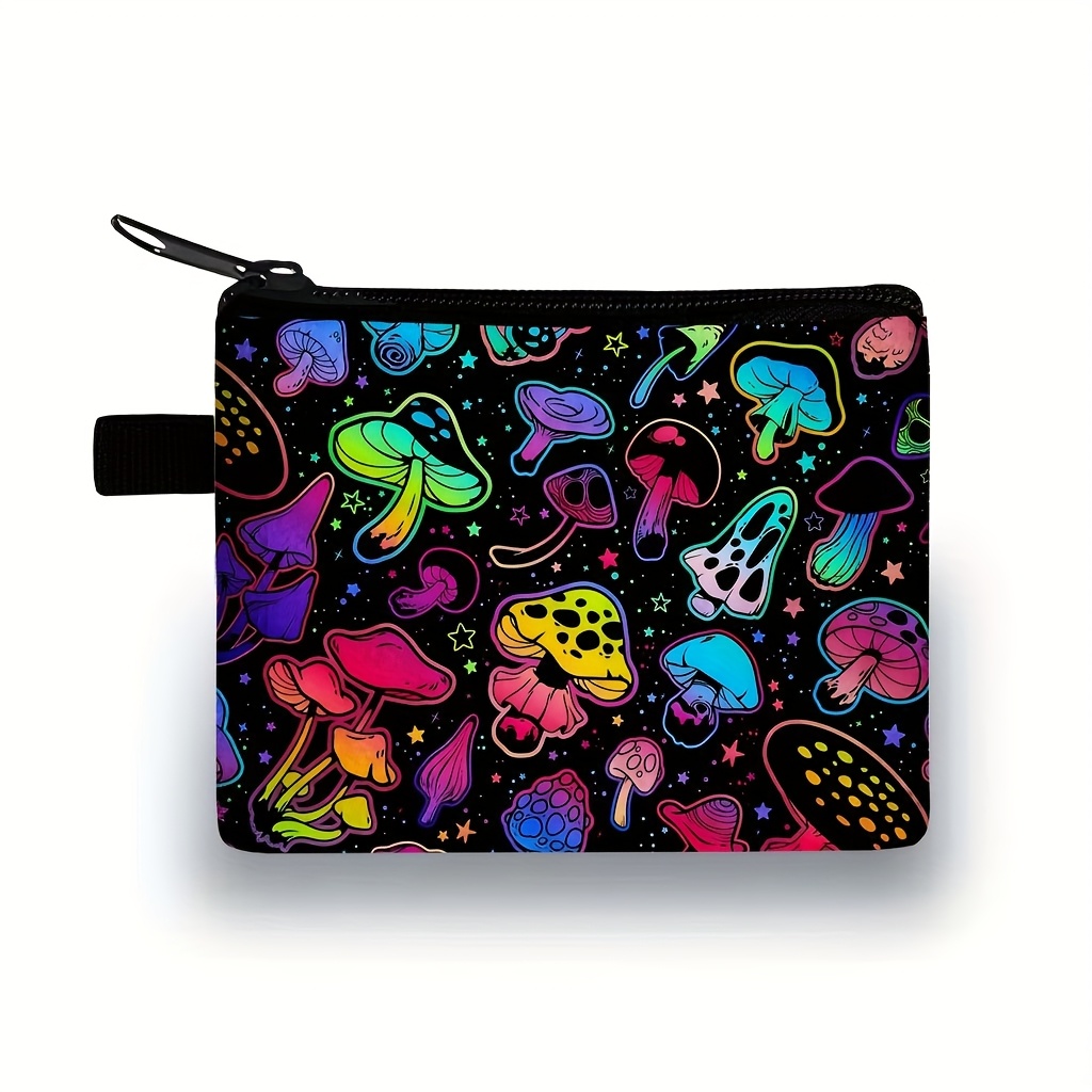 TEMU Mushroom Print Coin Purse, A Storage Bag For Headphones, Lipsticks, And .