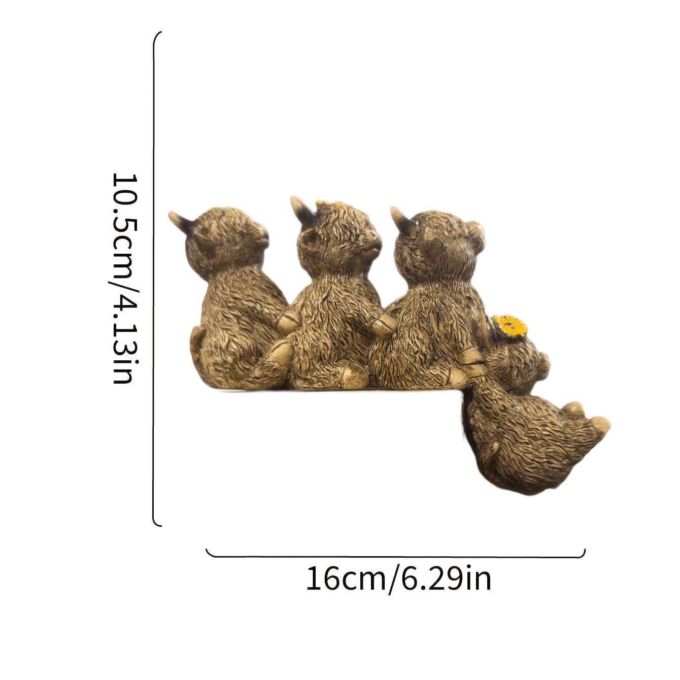 TEMU 1pc Highland Cow Statue Outdoor/ - Scottish Cow Figurine With Resin Material, Wall-mountable Suitable For Garden,, Balcony Decor - Rustic Gift