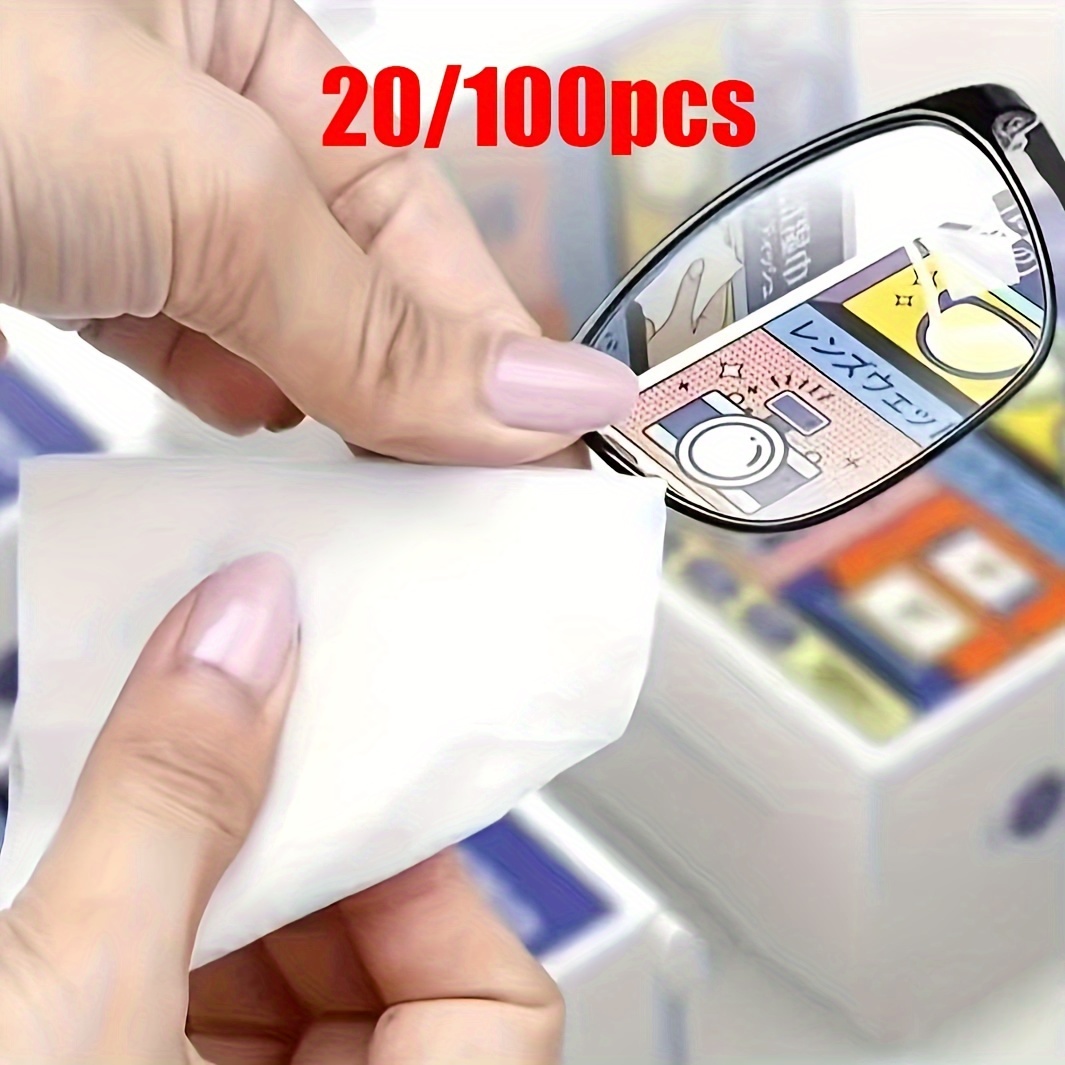 20/100pcs Lens and Lens Cleaning Wipes, Metal Jewelry Wipes, Anti-Fog Glasses Wipes, Mobile Screen and Glasses Cloth Wipes