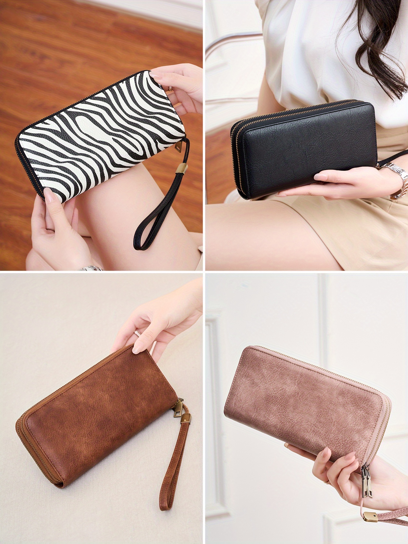 Women'S Retro Leopard Print Large Capacity Wallet with RFID Blocking, Golden-Tone Hardware & Zipper Closure - Multi-Compartment Design with Card Slots