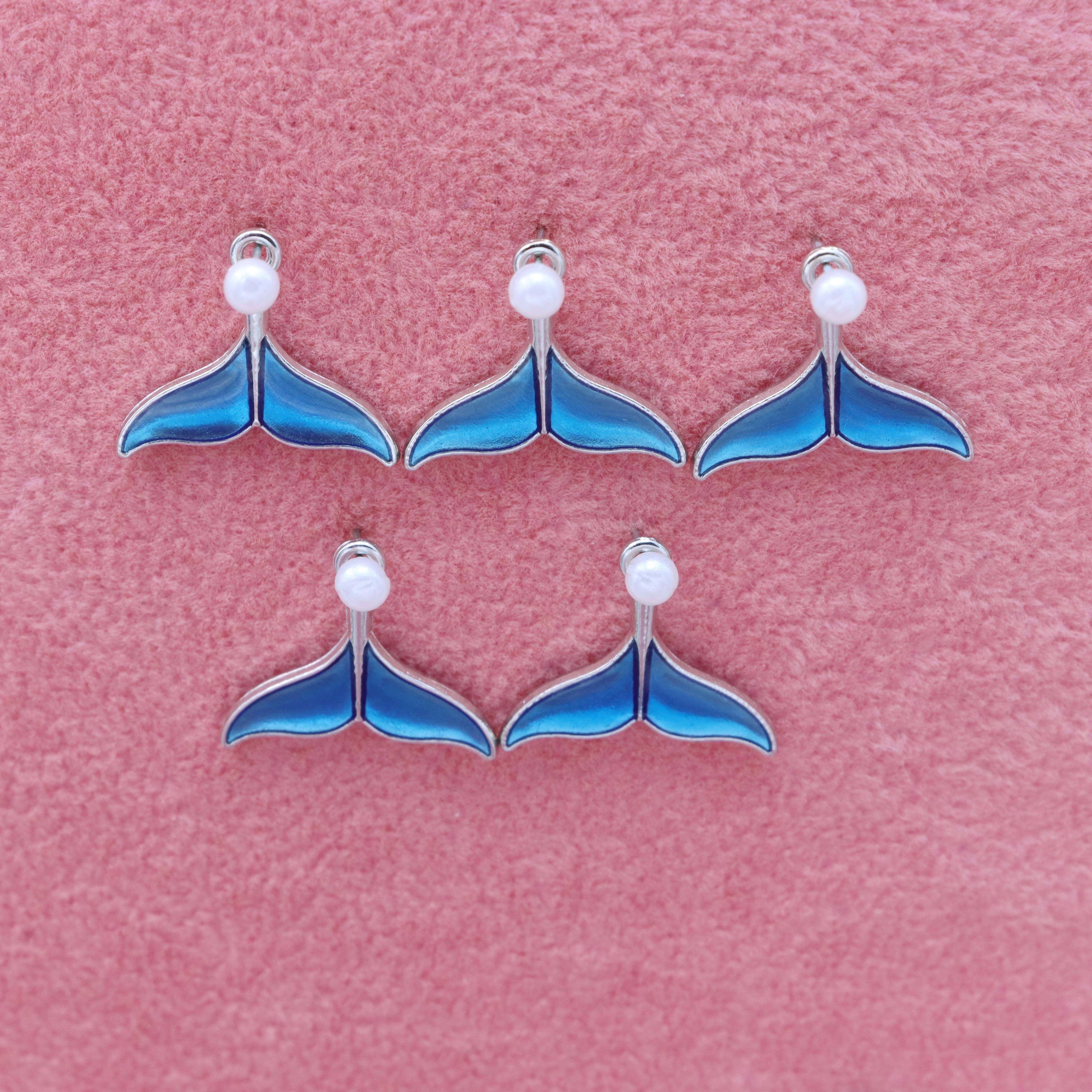 

5pcs/10pcs Blue Enamel Plated Mermaid Tail Charms Pendant For Jewelry Making Earrings Bracelet Necklace Accessories Diy Findings