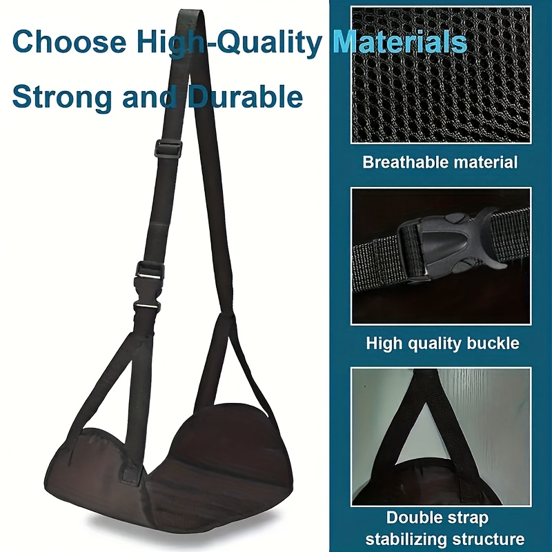 1pc Nylon Travel Foot Hammock - Portable & Comfortable, Adjustable Straps With Durable Metal Buckles, For Office, Airplane & Rail Use, Black, Rail | Compact Hammock | Adjustable Metal Buckles