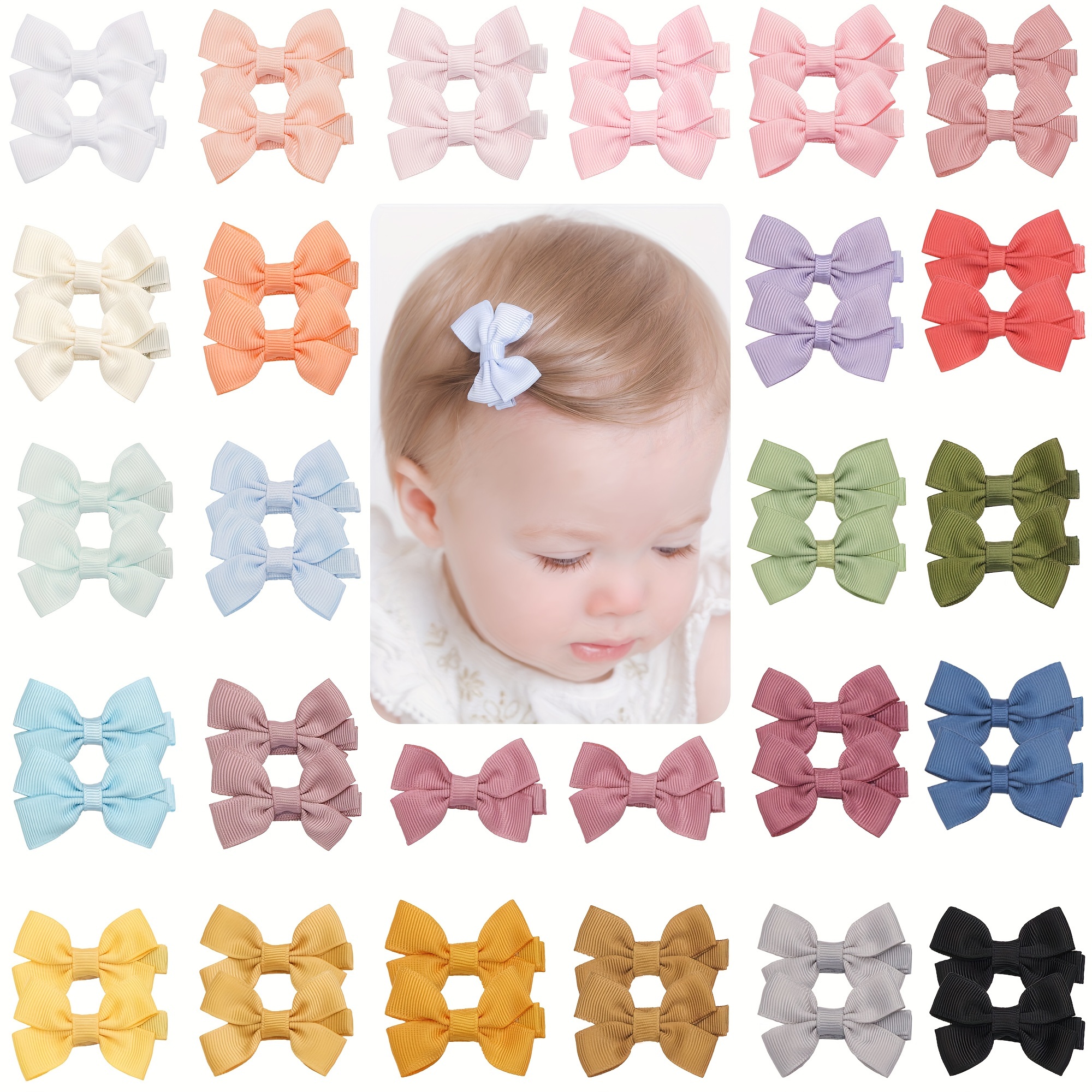 

Joyo 20/25pcs Mixed Color Polyester Fiber Girls Hair Bows, 2'' Ribbon Bows With Alligator Hair Clips Barrettes, Shape, Theme For Toddlers Girls Kids