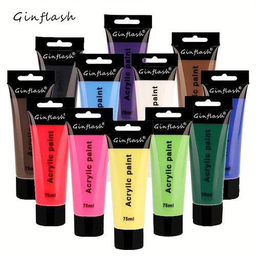12 24pcs gel acrylic paint tubes glitter non glitter art supplies with tubes pre gel colors for diy crafts fabric wall painting graffiti for 12 or 24 tubes 75ml per tube