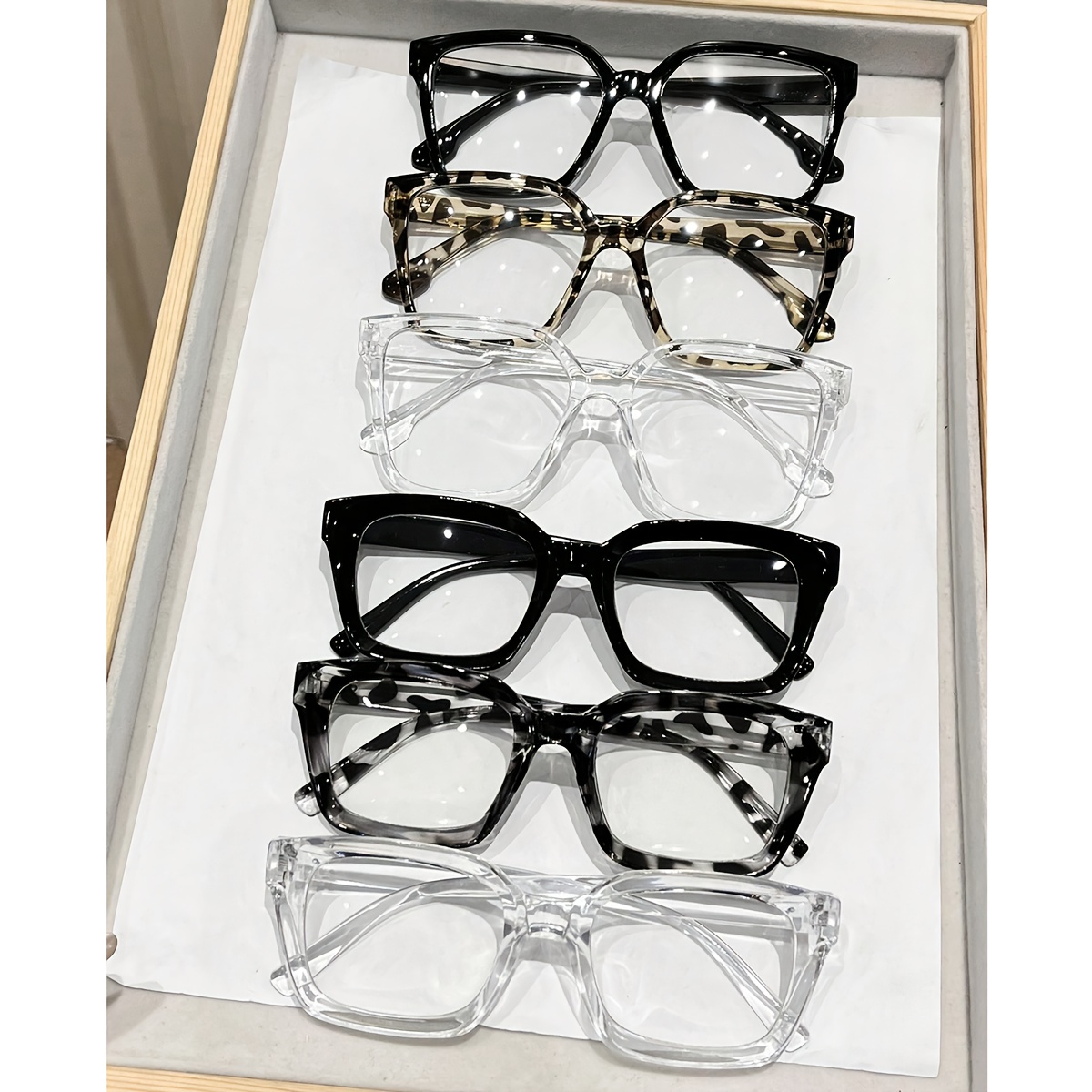 Image of 6pcs Women's Oversized Geometric Glasses - Tortoiseshell, Golden-tone & Black Frames With Clear Round Lenses | Non- Fashion Eyewear For All Face Shapes