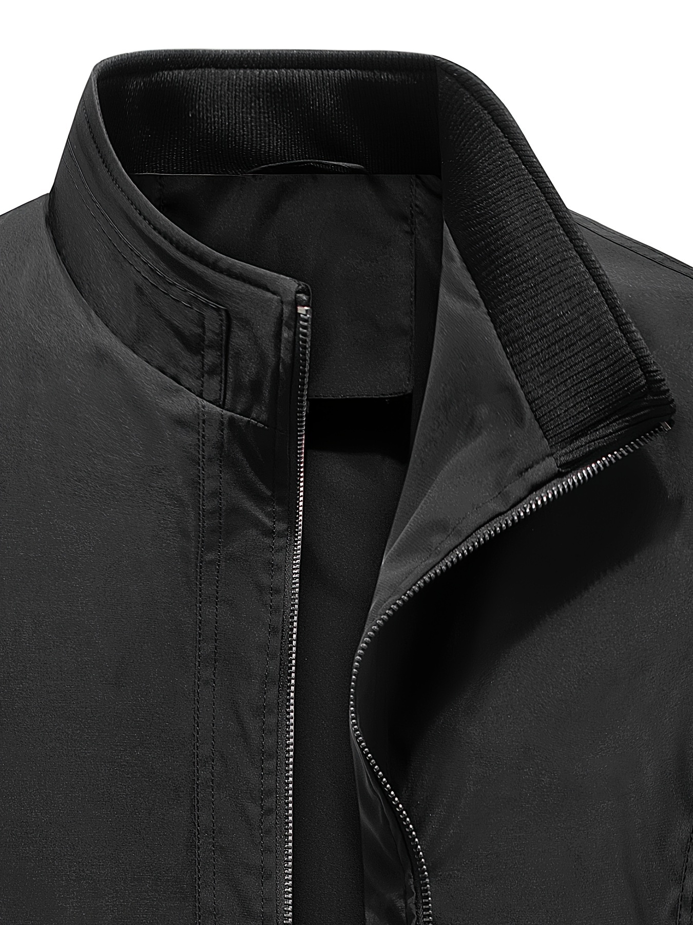 mens casual zip up jacket chic all match stand collar coat
