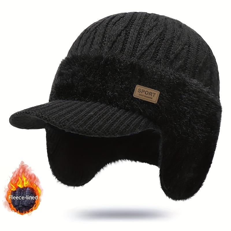 E-shop Wintermütze für Herren mit Fleece | Dicke, warme Beige/Grau/Schwarz/Marineblau/Kohlenrauchbraune Ohrenklappen, faltbar, kältebeständig zum