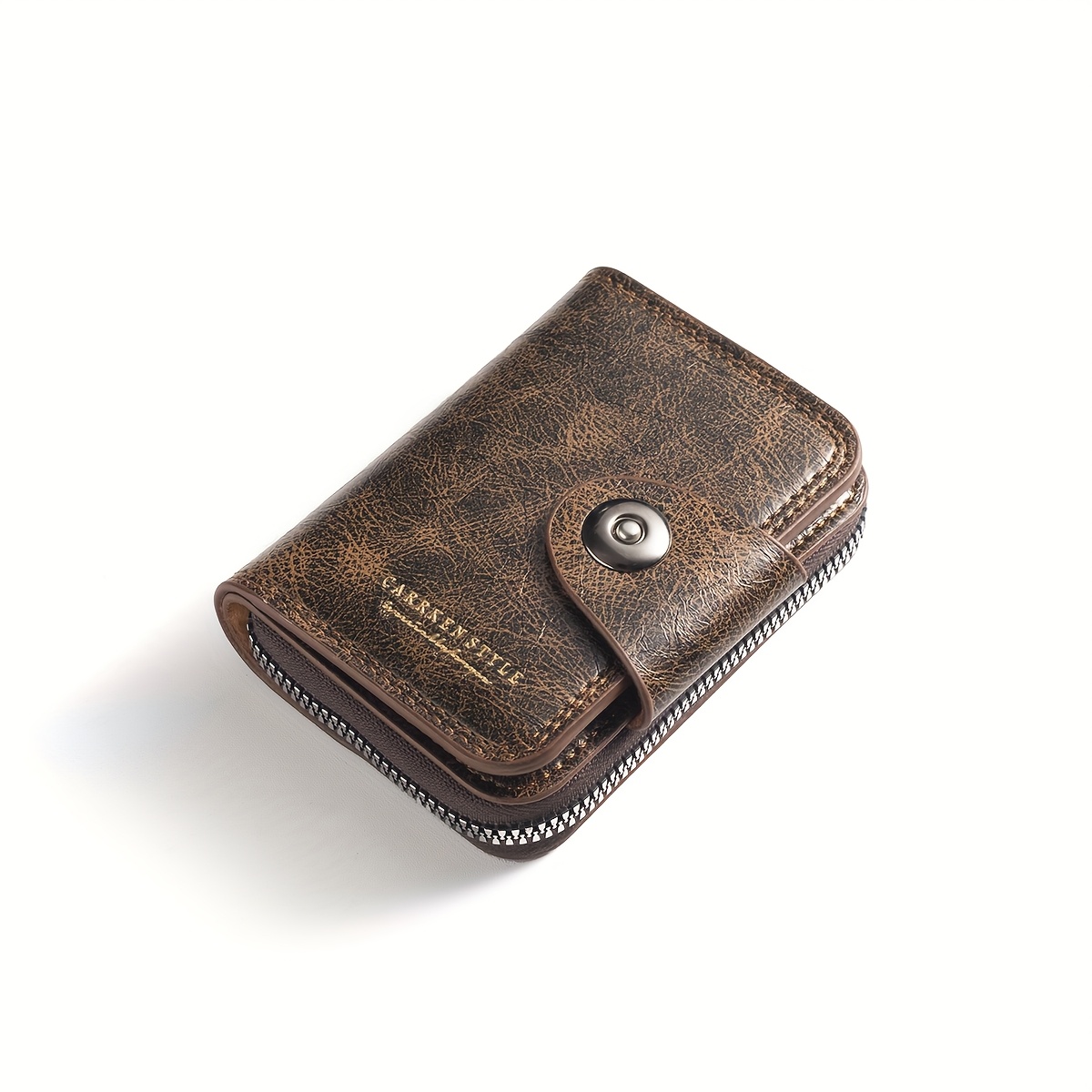 Image of New Retro Men's Short Wallet, Multi-card Case, Fashion Zipper Closure Coin Purse, Men's Gift