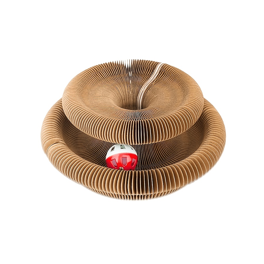 TEMU Folding Accordion Cat Scratching Post And Interactive Toy With Scratching Ball. Space-saving, Made Of Thick Scratch-resistant Paper, Foldable
