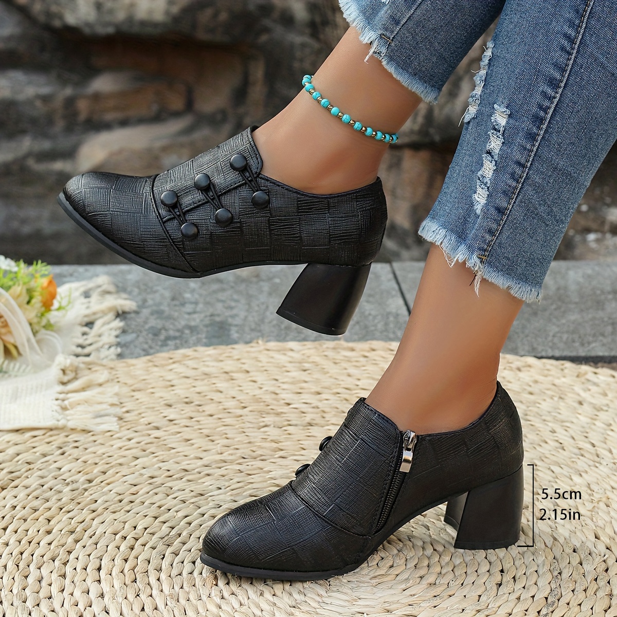 Chaussure Femme Chaussure Vintage A Talon Chaussure Seventies Rose