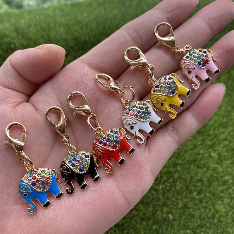 TEMU 6pcs Realistic Elephant Keychains - Exquisite Sparkling Charms, Richly Detailed Elephant Colors, Suitable For Backpacks, Phone Cases, Bags, And