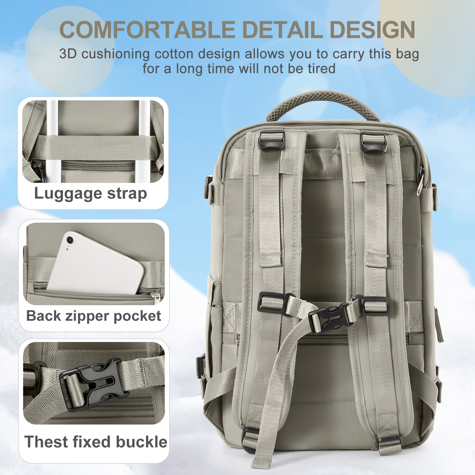 carry travel backpack 40x20x25cm ideal Temu Cyprus