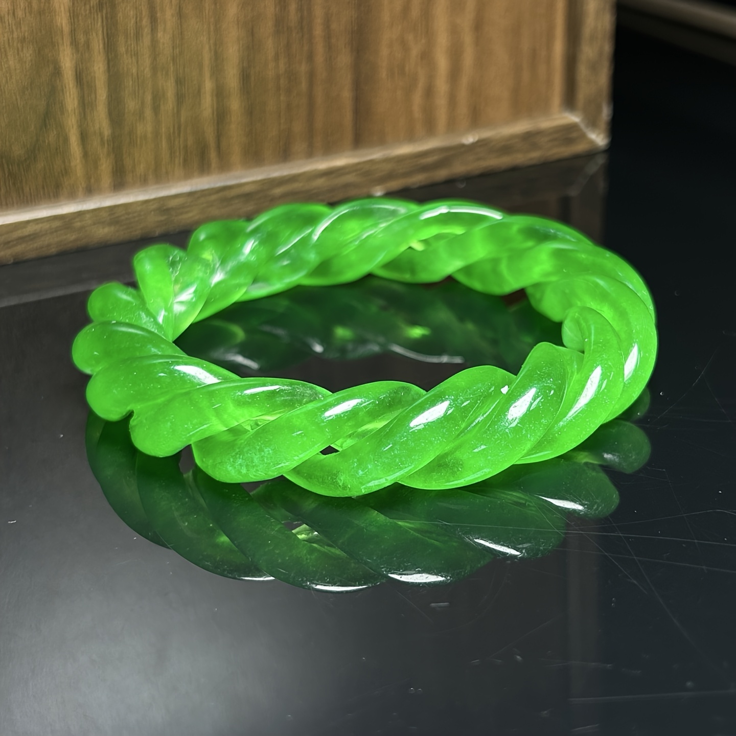 Retro Bright Green Twisted Braid Bracelet, Unisex Accessory