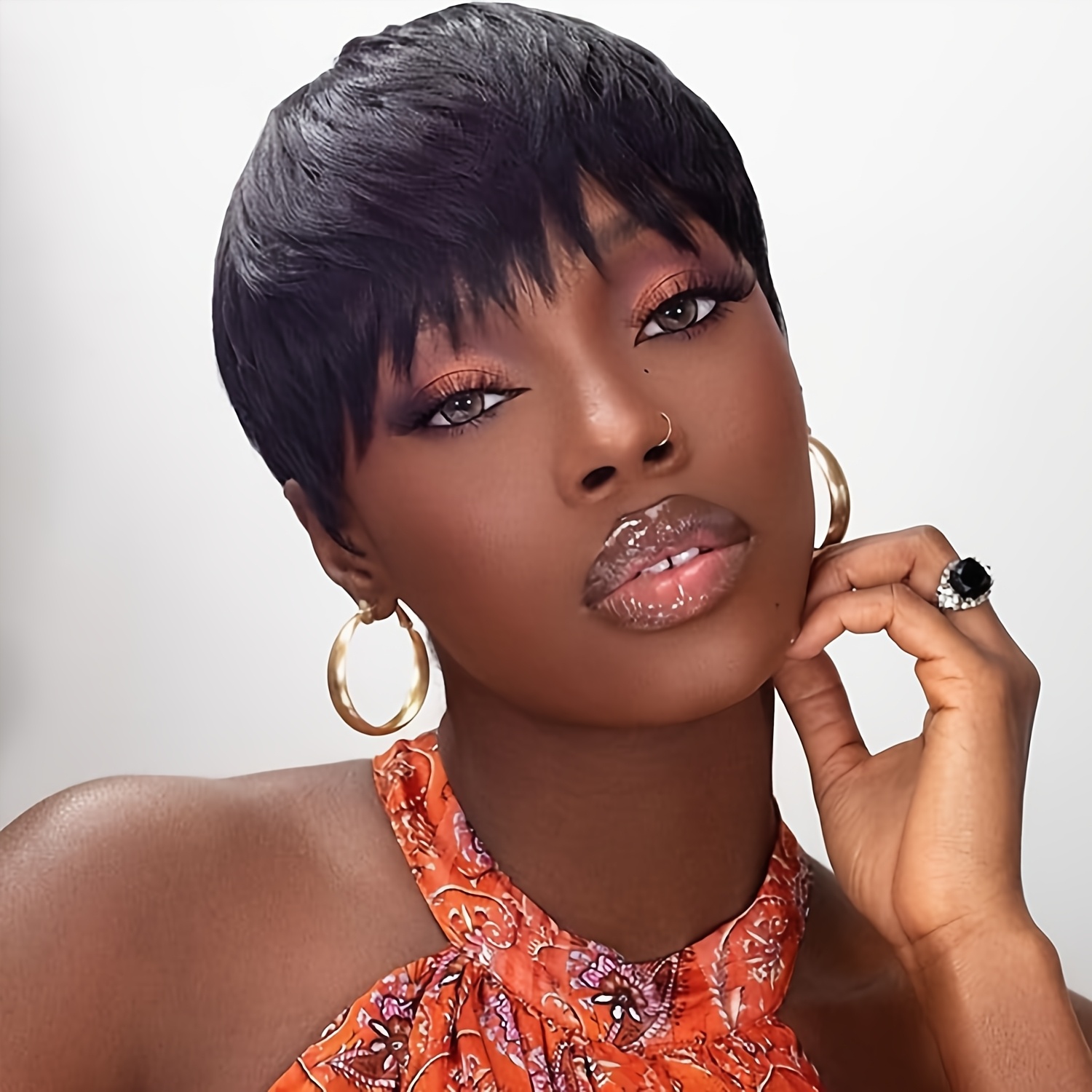 TEMU 6-inch Brazilian Human Hair For Women - 150% Density, Unique And Elegant Layered Short Straight Cut Wig, Fully Woven Without Glue, Soft And Y,