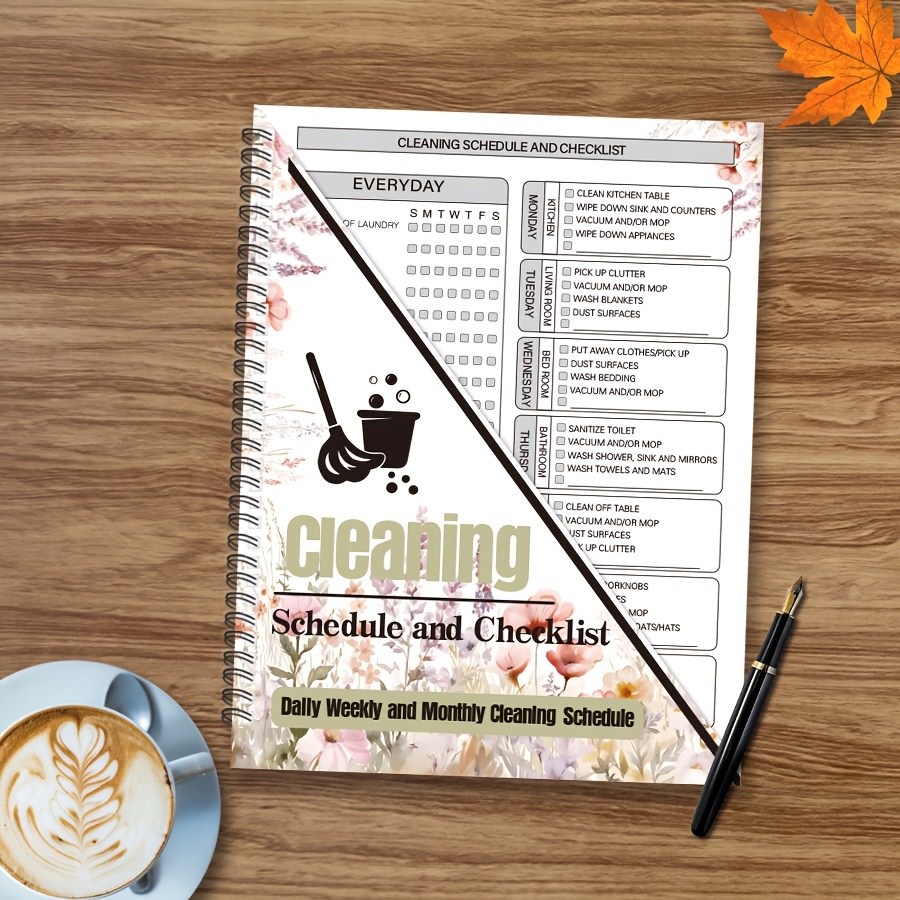 

Daily, Weekly, Monthly Cleaning Schedule And Checklist Planner - Portable Diary Notebook For Personal Organization, Ideal For Students And Office Use